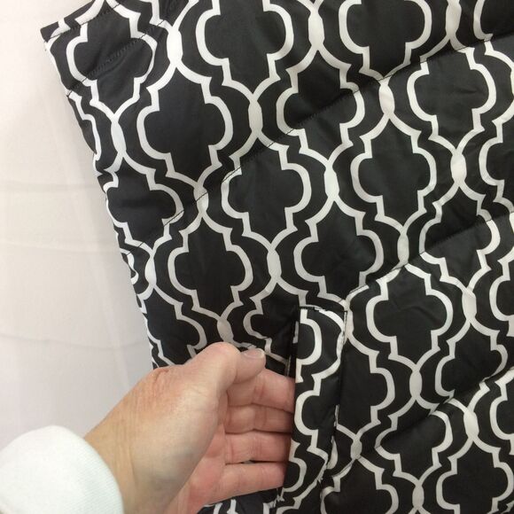 Lands End Women’s Large Quilted Down Vest 80% Down Geometric Print Zip Front - Picture 3 of 4